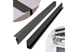 IIIOIIIA Upgrade“L” Kitchen Stove Counter Gap Cover (2 Pack) Stainless Gap Covers Between Stove and Counter with Wide & Long, Protect Stove Gap Filler Sealing Spills in Kitchen (25.5 Inch, Black)