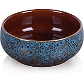 UANYEMON Blue Ceramic Decorative Bowl, Rustic Oval Display Dish for Dining Table Centerpiece, Entryway Key Dish, Trinket or Fruit Serving, Porcelain Home Décor Bowl