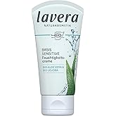 lavera Basis Sensitive Moisturizing Cream – Organic & Vegan Face Moisturizer with Aloe Vera & Shea Butter - Natural Skin Care for All Skin Types - 1.69 Fl Oz