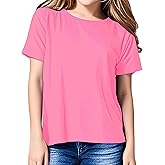 Girls Short Sleeve T Shirts Soft Cotton Summer Tops Kids Casual Crewneck Basic Tees Shirts Blouse Clothes for Girls, 5-14Y