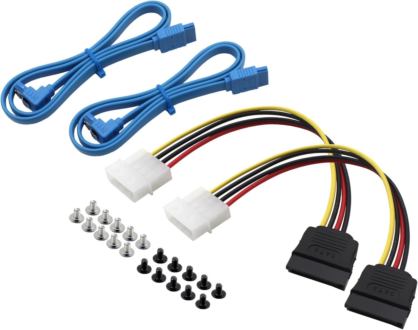 Mcsher 20" Inch 6Gbps SATA 3 Data Cable Power Cord Mounting Screws Set/HDD SSD SATA Hard Drive Connection Kit - 2 Pack