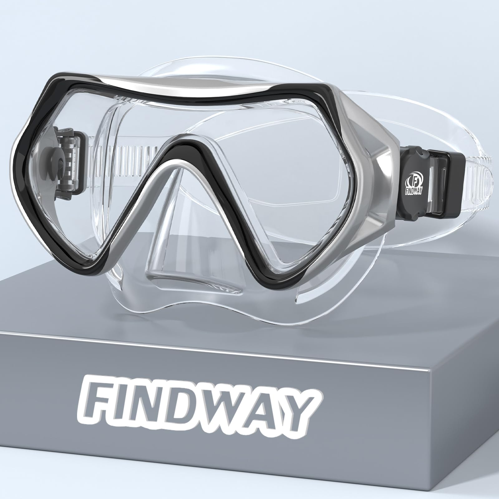 Findway Snorkel Mask,180°view Snorkelling Mask Adult & Junior, Diving mask Anti-Fog & Anti-UV Tempered Glass, Wide View Snorkel Mask, Easy Adjustable Strap Mask for Diving, Snorkelling and Swimming