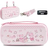 FlyingMage Carrying Case Compatible with Switch 2 2025, Switch2 Hard Shell Storage Bag with 12 Game Card Slots &amp; Strap, Cute Cat Travel Carry Case for Switch 2 Console and Accessories, Picnic Kitty