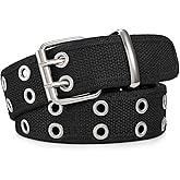 WHIPPY Canvas Double Grommet Belt Unisex Casual Double Prong Belt for Men Women for Jeans Pants