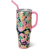 Swig Life 40oz Mega Mug, 40 oz Tumbler with Handle and Straw, Cup Holder Friendly, Dishwasher Safe, Extra Large Insulated Tumbler, Stainless Steel (Jungle Gym)