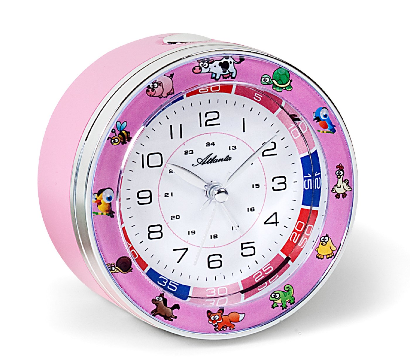 1982-17 Children's Analogue Alarm Clock for Girls without Ticking Pink — image 1