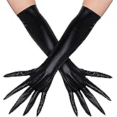 obmwang Halloween Long Fingered Costume Gloves Black Pointy Finger Gloves for Adult Cosplay Party Accessories