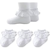 EPEIUS Baby Lace Socks Newborn Girl Eyelet Ruffle Socks Infant Toddler Dress Crew Sox 0-6/6-12/12-24 Months