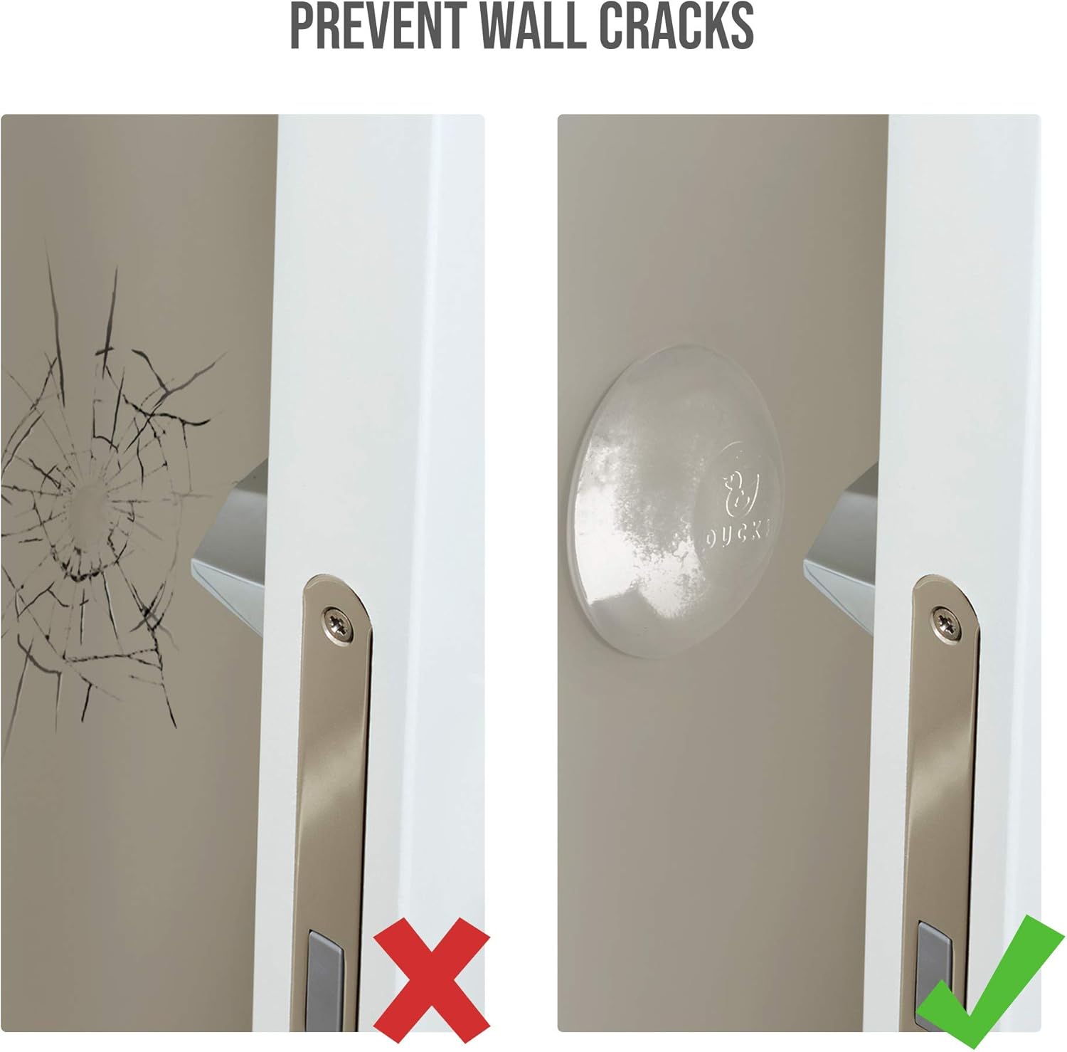 Door Stopper Wall Protector (4pk) - Quiet, Shock Absorbent Gel - Adhesive Reusable Bumper Protector, Wall Shield & Silencer for Door Handle - More Discreet Than a Door Knob Safety Cover (Clear): Home Improvement