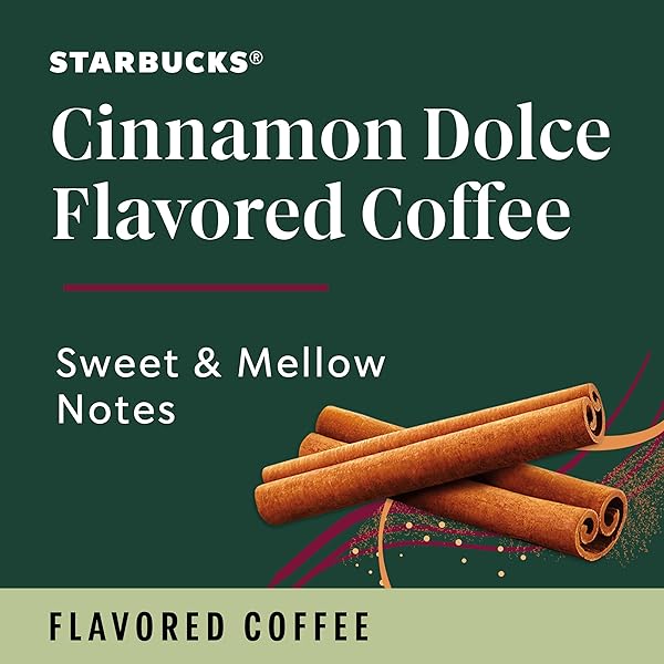 STARBUCKS K-CUP CINNAMON DOLCE NATURALLY FLAVORED COFFEE PODS FOR KEURIG MAKERS, 100% ARABICA, 1 BOX (22 PODS)