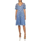 Adrianna Papell Women's Beaded Midi Dress, French Blue, 6