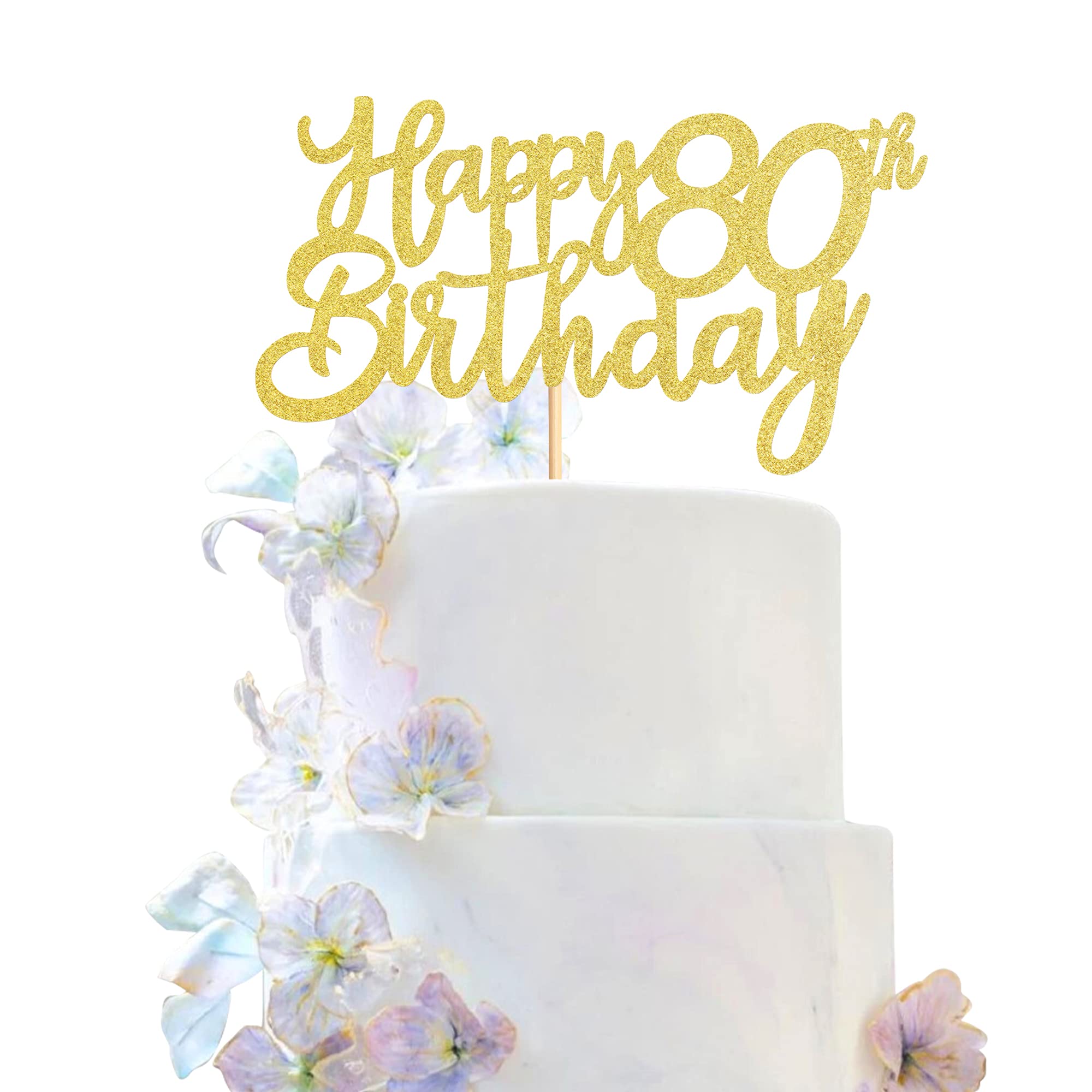 3 Pieces Happy 80th Birthday Cake Topper Gold Glitter 80 Cupcake Toppers Happy 80th Birthday Cake Decoration for 80th Cheers to 80 Birthday Party Decoration Supplies