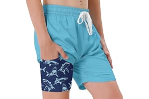 westwolf Swim Trumks for Boys 2 in 1 Bathing Suit Compress Board Shorts for 7-18T