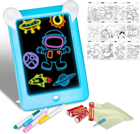 xpassion tablero de dibujo magico tableta de dibujo pizarra 3d magico con luces led educativo infantil de graffiti regalos juguetes para