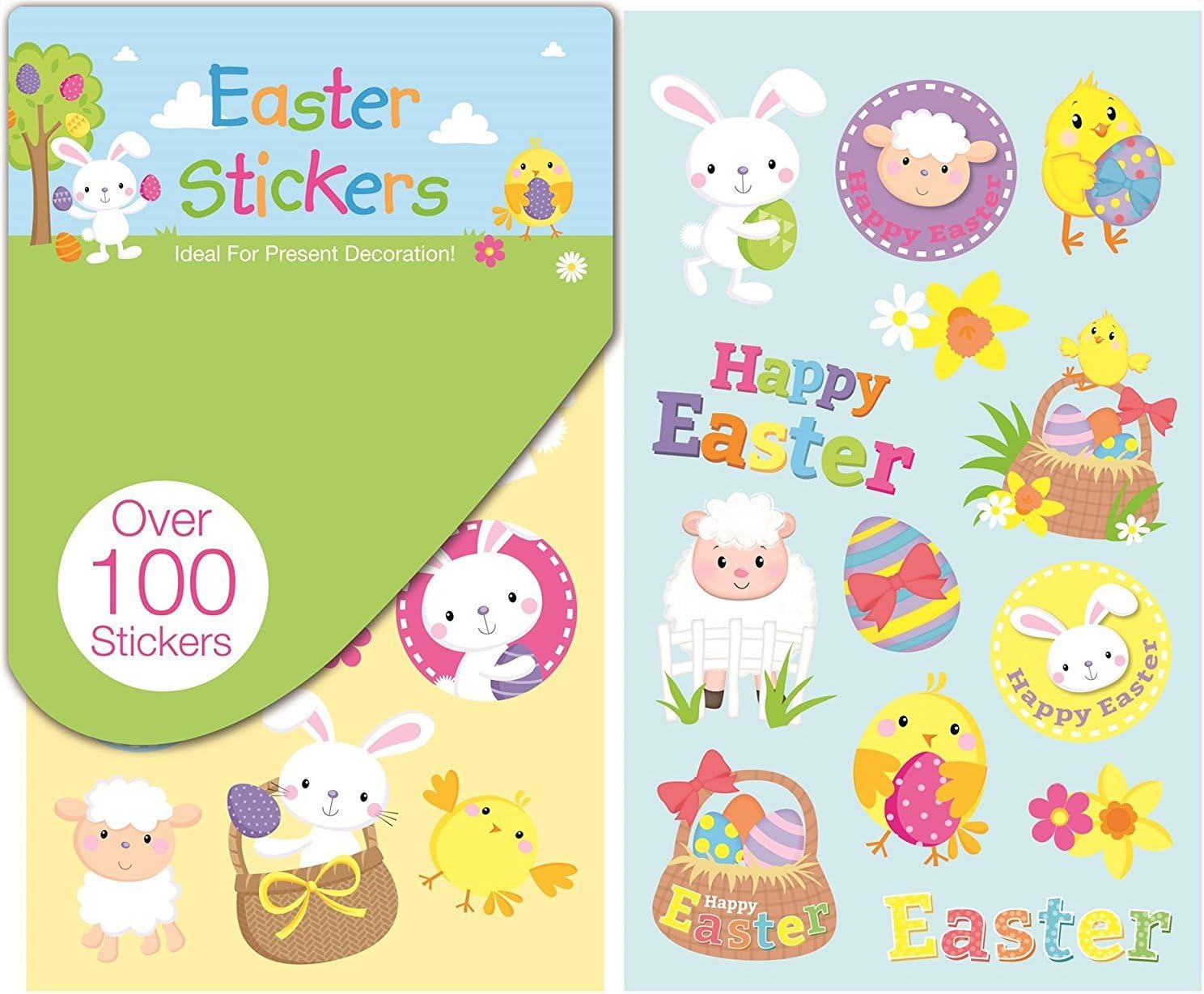 100 Happy Easter Stickers Book Bunny Chick Egg Carrot Craft School