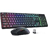 Redragon S107KS Wireless Gaming Keyboard and Mouse, RGB Backlit, 3 Mode (Wired/2.4G/BT), Up to 10,000 DPI Gaming Mouse with Software, Ultra Lightweight 65g, 25 Key Anti-Ghosting Keyboard for PC