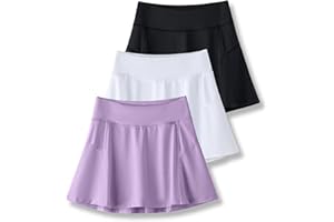 LIBERTY PRO 3-Pack Girls’ Athletic Skorts with Built-in Shorts & Adjustable Waist, Youth Skirts Tennis, Golf, Cheer, School