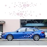 BLAJR Hibiscus Flower Car Decal, Waterproof Vinyl car Side Door Decorative Sticker Accessories, car Body Hoods, SUVs, Trucks, Motorcycles, Doors, Walls, Laptops (64PCS) (Glossy Pink)