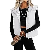 YUCOLEN Womens Puffer Vest Sleeveless Lightweigh Cropped Vests Button Zip Up Winter Warm Outerwear Stand Collar Trendy Coat