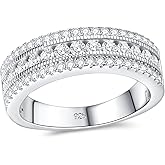 Milanluna Moissanite Wedding Band Eternity Rings for Women Round Cut 925 Sterling Silver Engagement Anniversary Size 5-10
