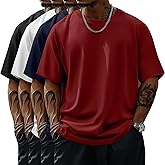 Evervibe 4 Pack Men's Big & Tall Short Sleeve Tees, Crew Neck Shirts Moisture Wicking Gym Casual Tops Multipack