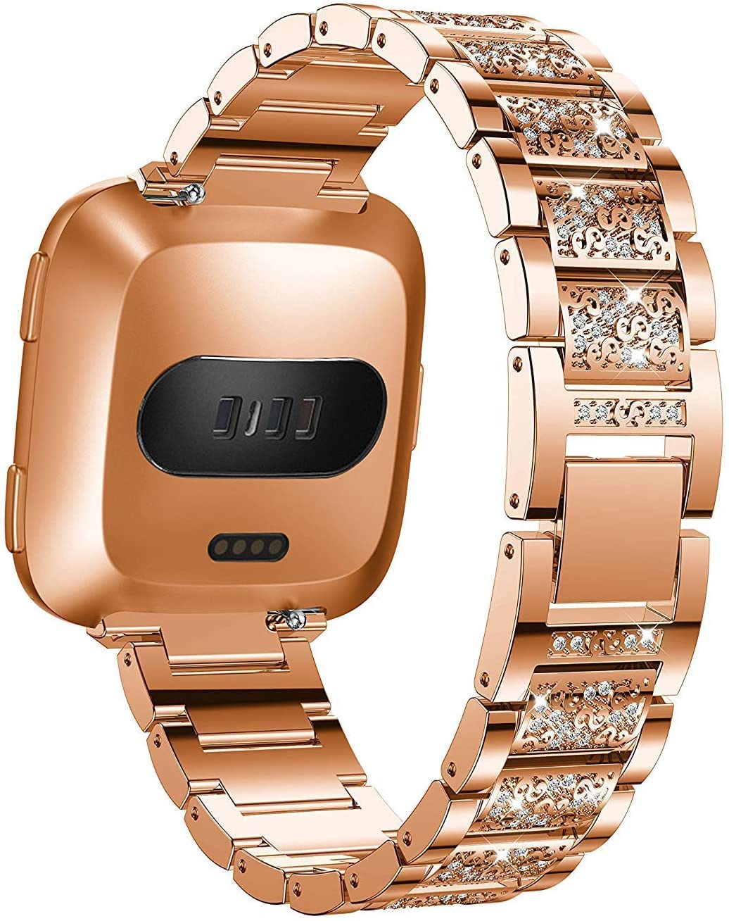 Gimuk Metal Strap Compatible for Fitbit Versa 2 Straps for Women Men, Bling Rhinestone Stainless Steel Replacement Watch Wrist Band Accessories Bracelet for Fitbit Versa 2/Versa/Versa Lite/Versa SE