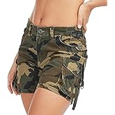Alfiudad Cargo Shorts for Women Trendy Cotton High Wasited Casual Summer Stretchy Utility Shorts with Zipper Pockets
