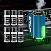 Smart Car Air Freshener Diffuser – Auto On/Off Aromatherapy Diffuser with 3 Scent Modes, USB Rechargeable, Vent Clip, 6 Essential Oil Refills Included – Long-Lasting Fragrance, Car Decor & Gift