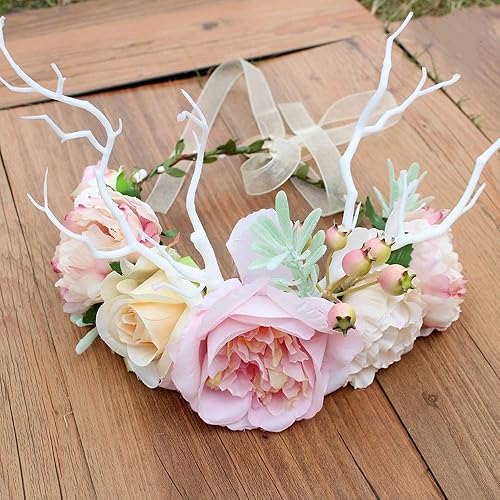 Amazon Co Jp カチューシャ ブランチ ヘッドバンド ヘアアクセ ヘアバンド 花飾り 鹿角風 髪飾り 森スタイル 森ガール コスプレ クリスマス ウェディング 旅行 写真用 演出 結婚式 パーティー ジュエリー