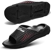 PCSsole Men's High Arch Support Orthotic Slides, Recovery Sandals | Deep Heel Cup, Metatarsal Pad &amp; Shock Absorbing Cushion Support Plantar Fasciitis Comfort, Flat Feet &amp; Daily Walking