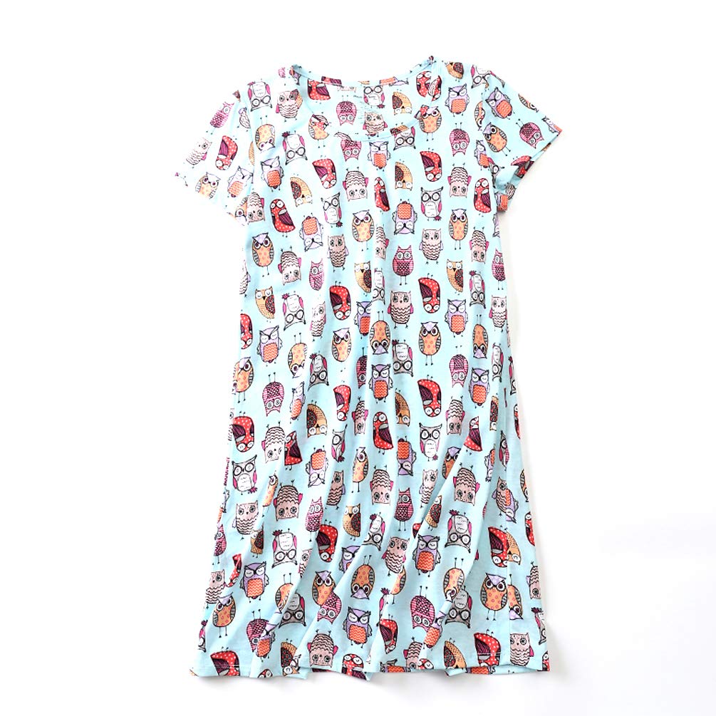 ENJOYNIGHT Women\'s Sleepwear Cotton Sleep Tee Short Sleeves Print Sleepshirt (X-Large, Owl)