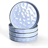 E-far Pasta Bowls Set of 4, 30oz Shallow Salad Bowls for Dinner Serving, 8.25" Stoneware Ceramic Bowl Plates for Noodle Soup, Microwave & Dishwasher Safe, Reactive Glaze, Blue