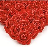 AUSTOR 200 Pcs Foam Rose Heads Artificial Flowers Bulk Foam Roses Red Artificial Roses Heads 3 inch Fake Rose Heads for Decoration Wedding Party Home DIY