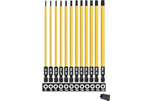 Saipor 12PCS T7-T40 Torx Screwdriver Bit Set 6 Inch / 150mm Long Star Screw Driver Drill Bits S2 Steel Magnetic Torx Head 1/4