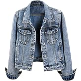 Kedera Womens Denim Jackets Distressed Ripped Long Sleeve Jean Jacket Coats