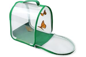 RESTCLOUD Small Butterfly Habitat, Insect Mesh Cage, Caterpillar Enclosure, Critter Cage, Bug Terrarium Portable Carry Handle Easy to Observe 8 x 8 x 8 Inches
