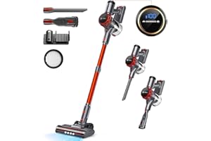 UMLo Cordless Vacuum Cleaner, 300W 30Kpa Powerful Stick Vacuum with LED Display, Rechargeable Cordless Vacuum Max 55Min Runtime, Free-Standing, Vacuum Cleaners for Home Carpet Hard Floor Pet Hair