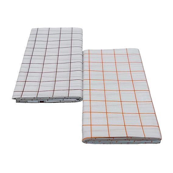 Cotton Cool 100% Pure Cotton White Chexs LungiFree Size White Colour (Pack of 2 Piece]