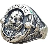 ZCVFA New 2026 Unisex Goth Vintage Ethic Memento Mori Carpe Diem Letter Skull Rings For Men, Fashion Punk Christmas Halloween Skeleton Ring Luxury Accessories Creative Gift For Women