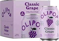 OLIPOP Prebiotic Soda Pop, Classic Grape, Prebiotics, Botanicals, Plant Fiber, 12 fl oz (4 Cans)