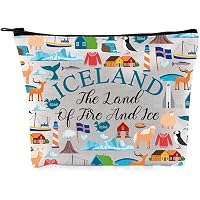 MEIKIUP Island-Reise Kosmetiktasche – Mit Nordlichtern-Motiv, Ca. 23,5x17 Cm, Canvas, Wasserabweisend