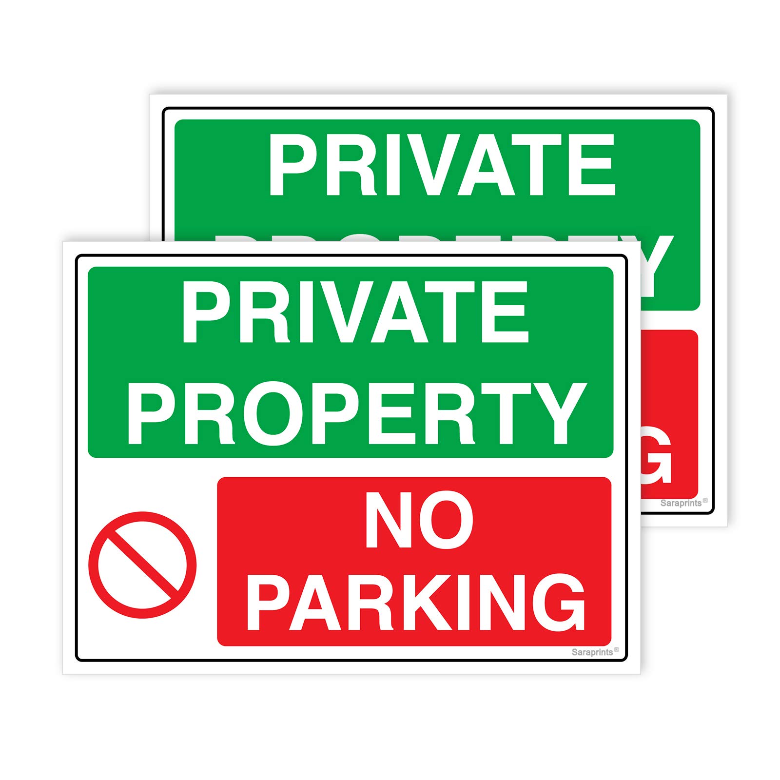 Pack of 2 No Parking Signs Self adhesive Waterproof Vinyl Private No Parking Signs 150mm x 200mm V1181