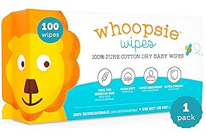 Whoopsie Wipes – The Original 100% Pure Cotton Dry Baby Wipes – Ultra Soft, Unscented, Chemical-Free Wipes for Sensitive Skin