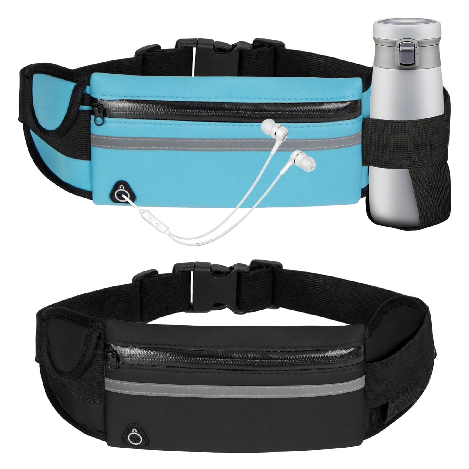 2 Adjustable Running Belts for Women - Waterproof Bumbag for Phone with Reflective Design, Breathable, Lightweight