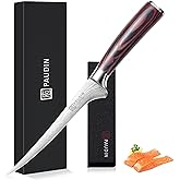 PAUDIN Fillet Knife 7 Inch, Professional Filet Knife for Fish with Sheath, Razor Sharp Boning Knives for Meat Cutting with Ergonomic Pakkawood Handle, Gift Box