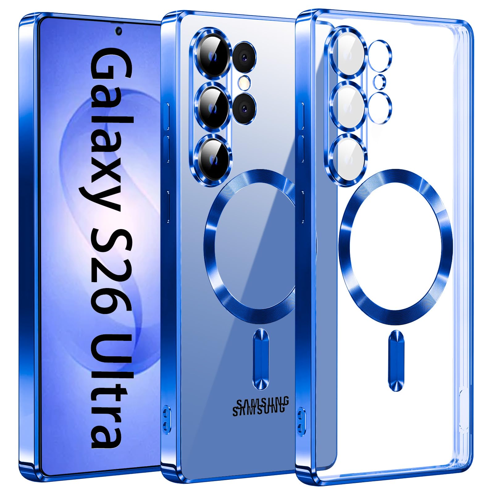 AFENGBOX Magnetic Case for Samsung Galaxy S26 Ultra,Ultra Thin Phone Case with Camera Lens Protector [Compatible with Magsafe] Shockproof Protective Cover for Galaxy S 26 Ultra 2026,Blue