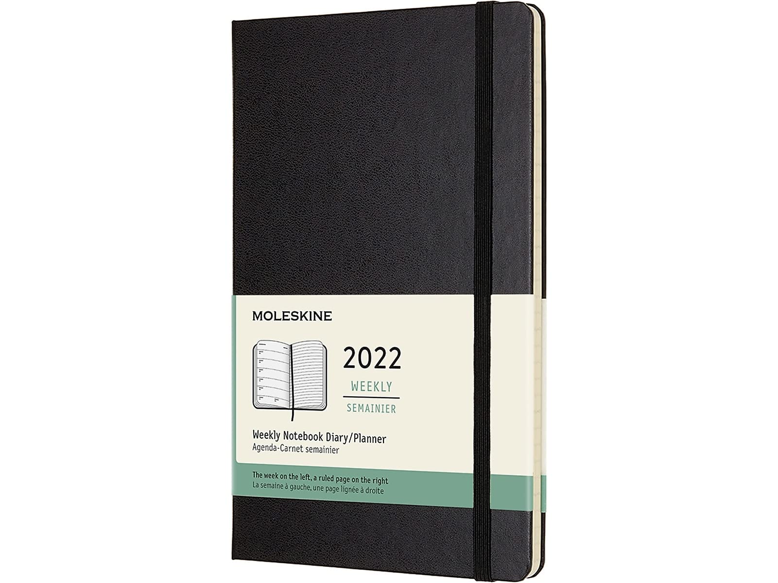 Moleskine Weekly Planner 2022, 12-Month Weekly Diary, Weekly Planner and Notebook, Hard Cover, Large Size 13 x 21 cm, Colour Black, 144 Pages