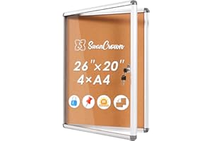 Swansea Lockable Noticeboard Bulletin Pin Cork Boards Tamper Proof with Mounting Screws 26×20 inch (4xA4)