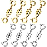 8 Pcs Magnetic Necklace Clasps and Closures, Jewelry Clasps Converters for Necklace Extender Bracelet Necklaces Anklet Chain, Gold/Silver