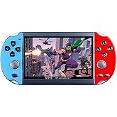 JXD Colorful Retro Video Game Console 4.3 inch Sreen 8GB Built-in 4000 Games Handheld ArcadeGame Console mini Portable Game Device Multiple Simulator MP3 MP4 E-Book Nostalgic Children's Gift(Bluered)